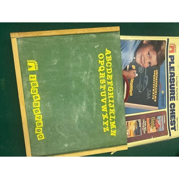 Vintage Child’s Pleasure chest Sandberg Alphabet Number Chalkboard with Storage - Picture 3 of 6